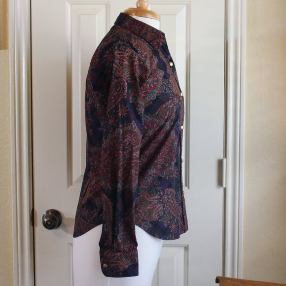 Chaps Petite Long-sleeved Blouse - Paisley - Size PS - Picture 4 of 9
